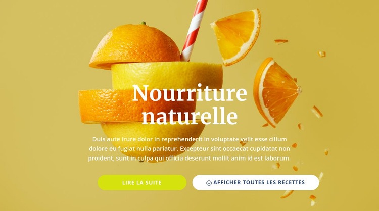 Jus et aliments naturels Maquette de site Web