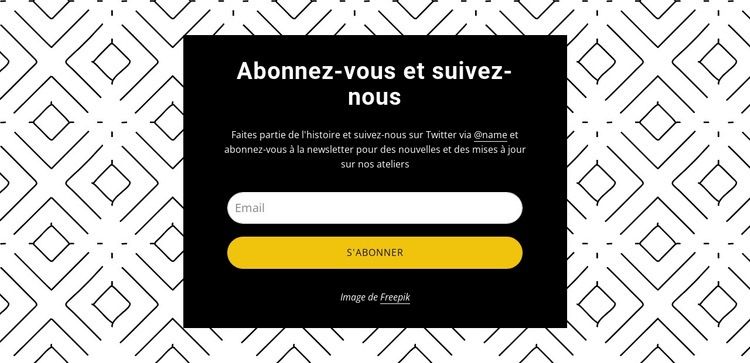 Suivez-nous sur fond de motif Modèle d'une page