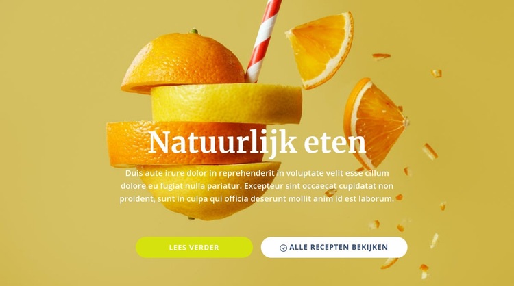 Natuurlijke sappen en eten Website ontwerp