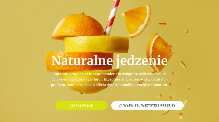 Naturalne soki i żywność Makieta strony internetowej
