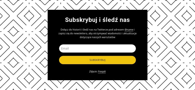 Śledź nas na tle wzoru Makieta strony internetowej