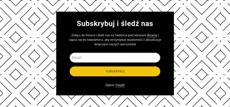 Śledź nas na tle wzoru Motyw WordPress