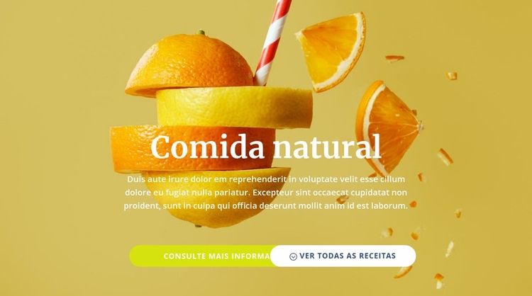 Sucos naturais e alimentos Design do site
