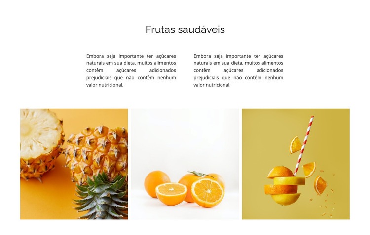 Galeria com comida natural Design do site