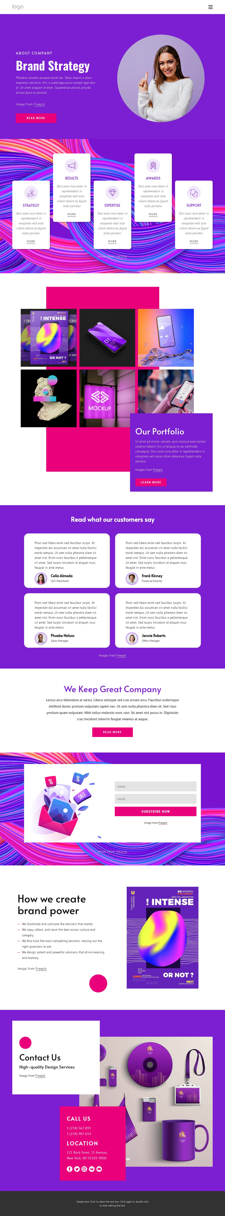 Brand strategy agency One Page Template