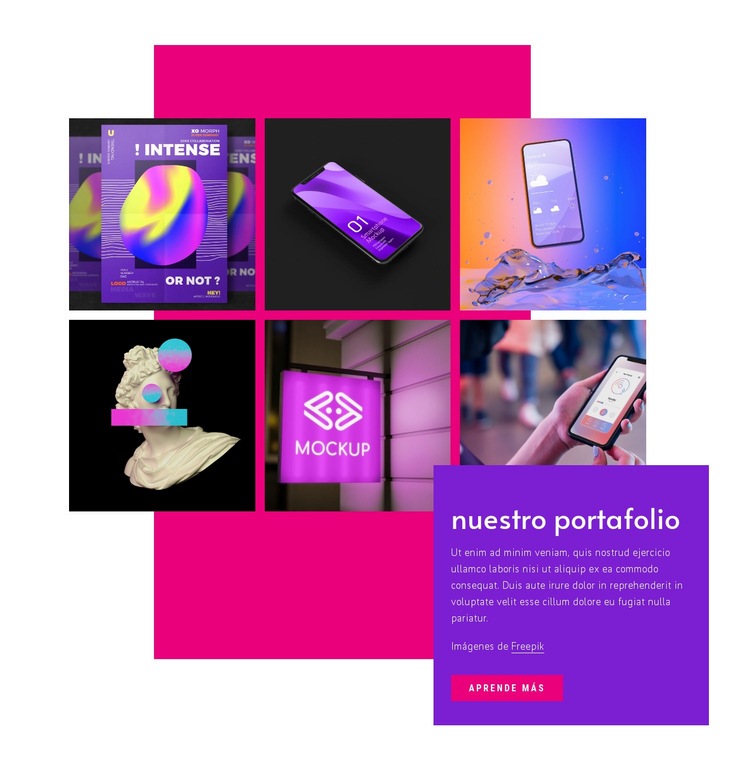 Nuestras obras creativas Maqueta de sitio web