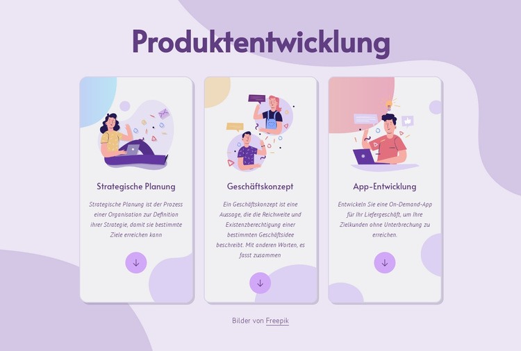 Produktentwicklung Website Builder-Vorlagen