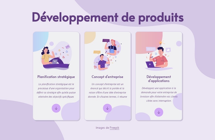 Développement de produits Modèles de constructeur de sites Web