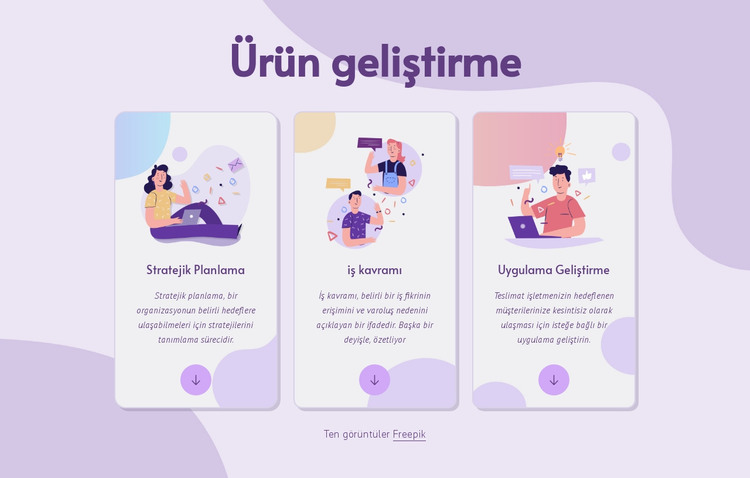 Ürün geliştirme HTML Şablonu