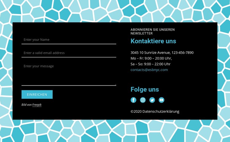 Kontaktformular auf Musterhintergrund HTML Website Builder