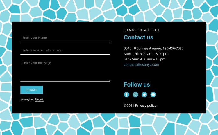 Contact form on pattern background Homepage Design