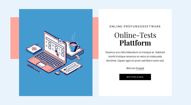 Online-Testplattform Website design