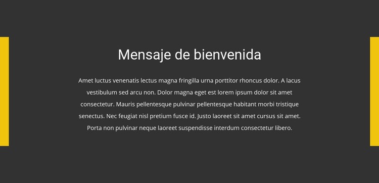 Mensaje de bienvenida Maqueta de sitio web