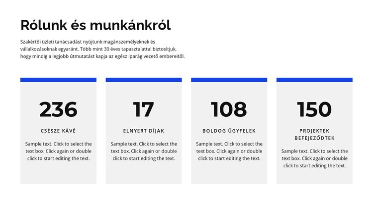 Rólunk és a munkáról HTML Sablon