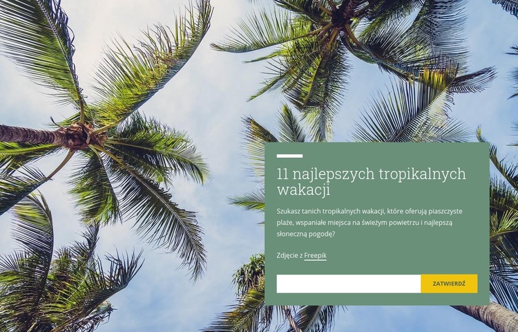 Tropikalne wakacje Makieta strony internetowej