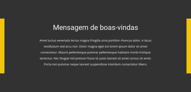 Mensagem de boas-vindas Construtor de sites HTML