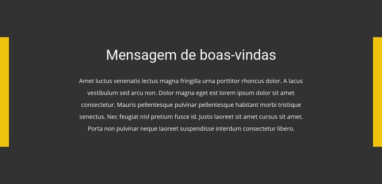 Mensagem de boas-vindas Design do site