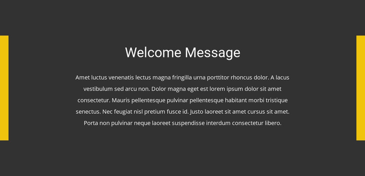 Welcome message Website Mockup