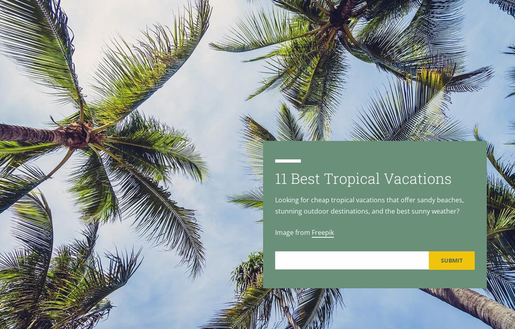 Tropical vacations WordPress Website Builder