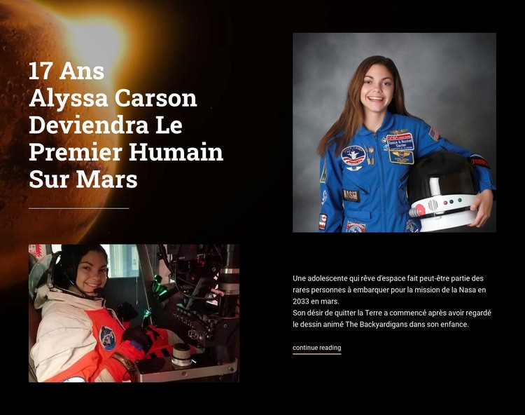 Première femme sur Mars Modèle d'une page