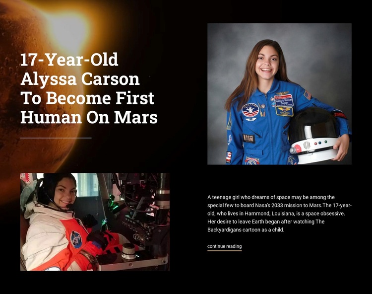 First woman on Mars Html Code Example