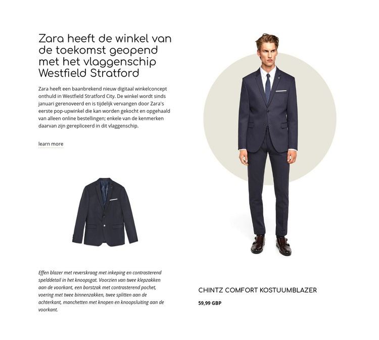 Donkerblauwe denim Website ontwerp