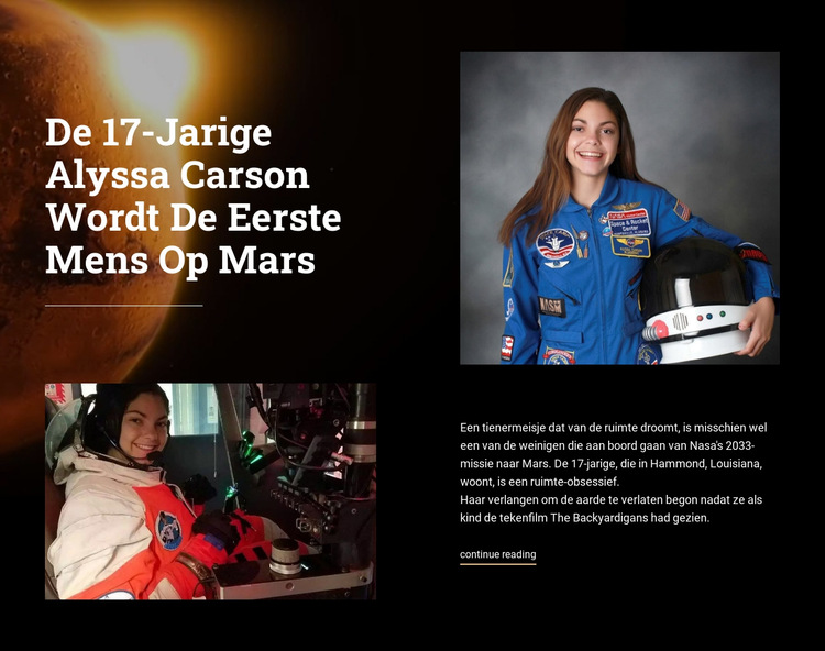 Eerste vrouw op Mars Website sjabloon