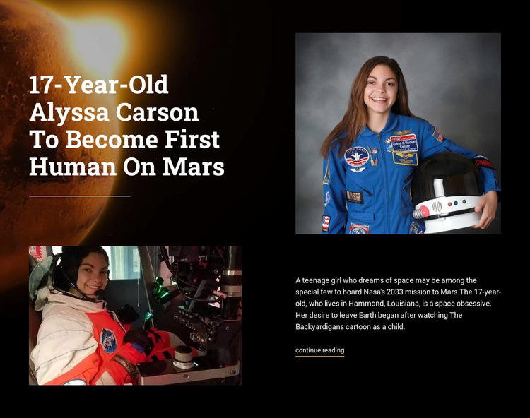 First woman on Mars Website Builder Templates