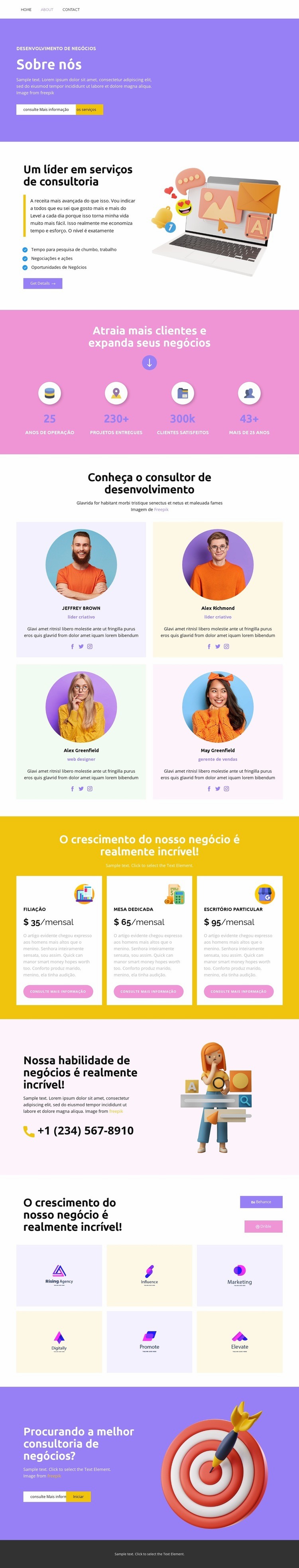 Investimento em Assessoria Financeira Design do site