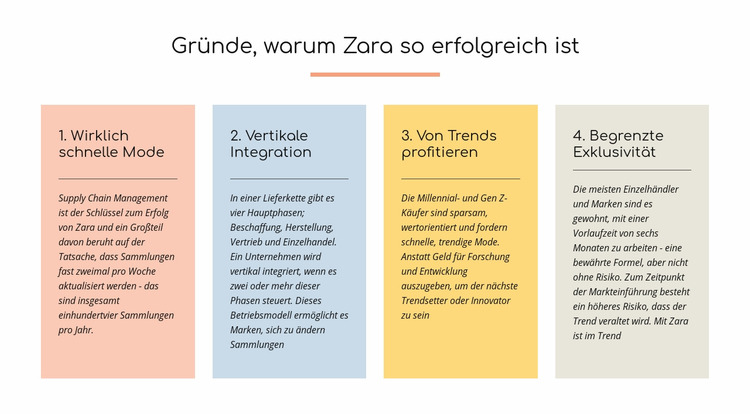 Text Gründe zara erfolgreich Joomla Vorlage