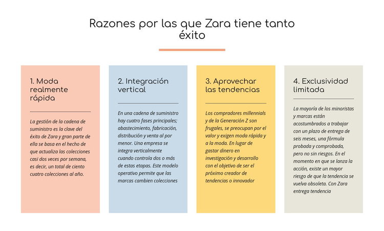 Texto razones zara exitosas Plantilla HTML