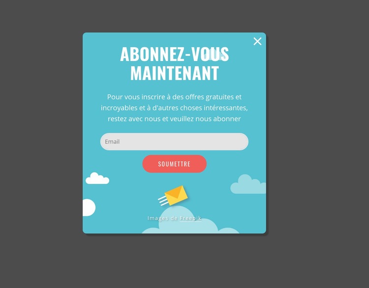 Popup d'abonnement créatif Créateur de site Web HTML