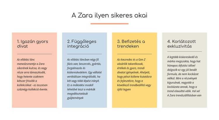 Szöveges okok zara sikeres HTML Sablon