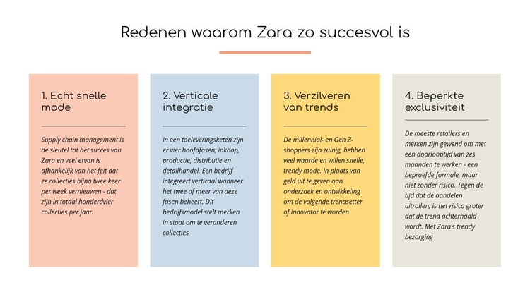 Tekst redenen Zara succesvol HTML5-sjabloon