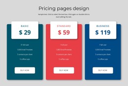 Page HTML For Pricing Block Design