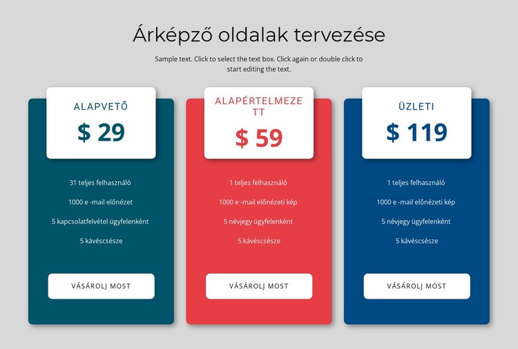 Árképző blokk kialakítása Weboldal tervezés