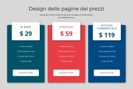 Pagina Di Destinazione Del Sito Web Per Design Del Blocco Dei Prezzi