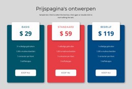 Prijsblok Ontwerp Html5 Responsieve Sjabloon