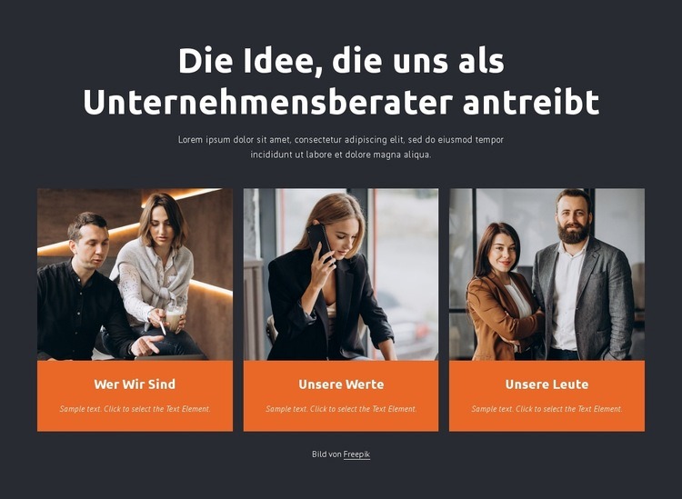 Unternehmensberater arbeiten mit Unternehmen zusammen Eine Seitenvorlage