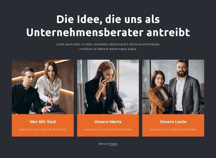 Unternehmensberater arbeiten mit Unternehmen zusammen Website design