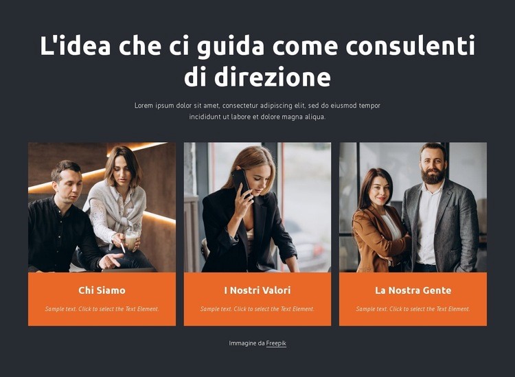 I consulenti di direzione lavorano con le imprese Modelli di Website Builder