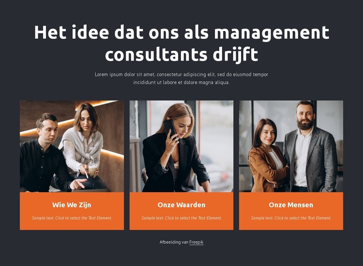 Management consultants werken met bedrijven HTML-sjabloon