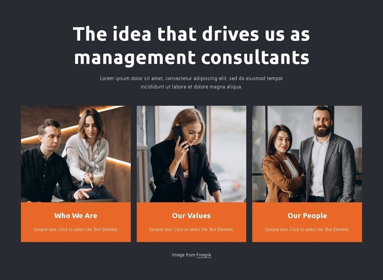 Managementkonsulter arbetar med företag Html webbplatsbyggare