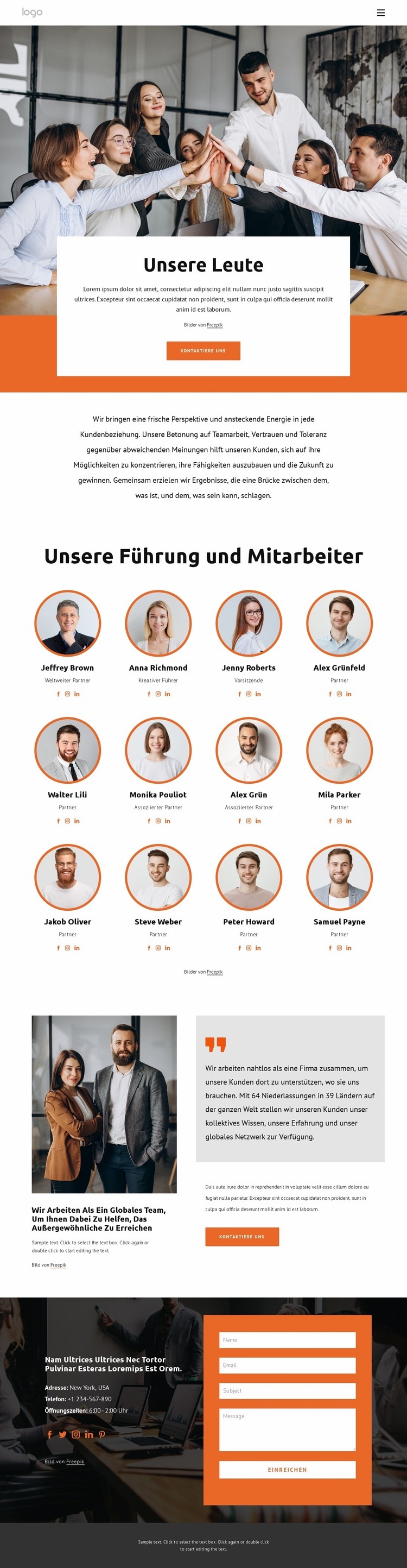 Team der Beratungsfirma Website Builder-Vorlagen