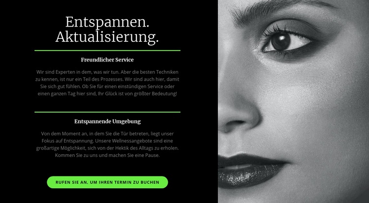 Entspannen und erfrischen Landing Page