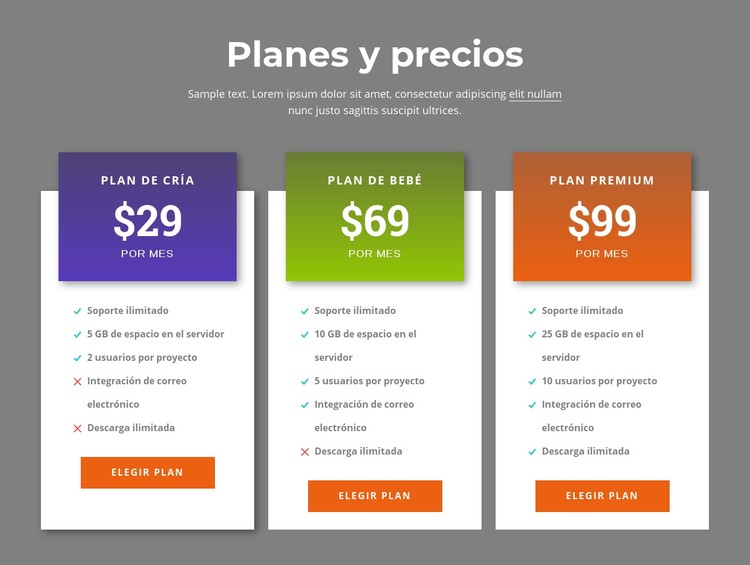 Planes de precios increíbles Plantilla CSS