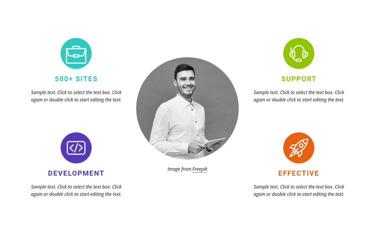 Colored icons with image Joomla Template