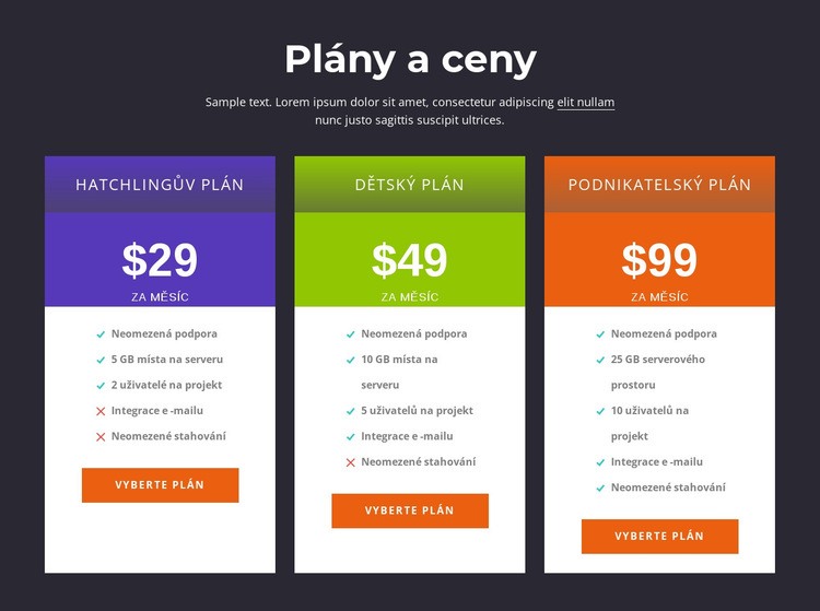 Plány a ceny Téma WordPress