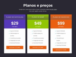 Planos E Preços - Página De Destino Simples