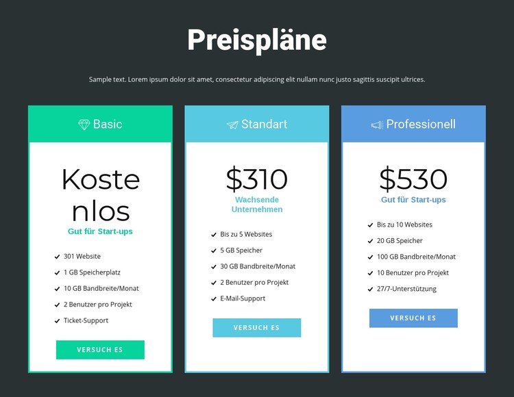 Responsive Preissperre CSS-Vorlage